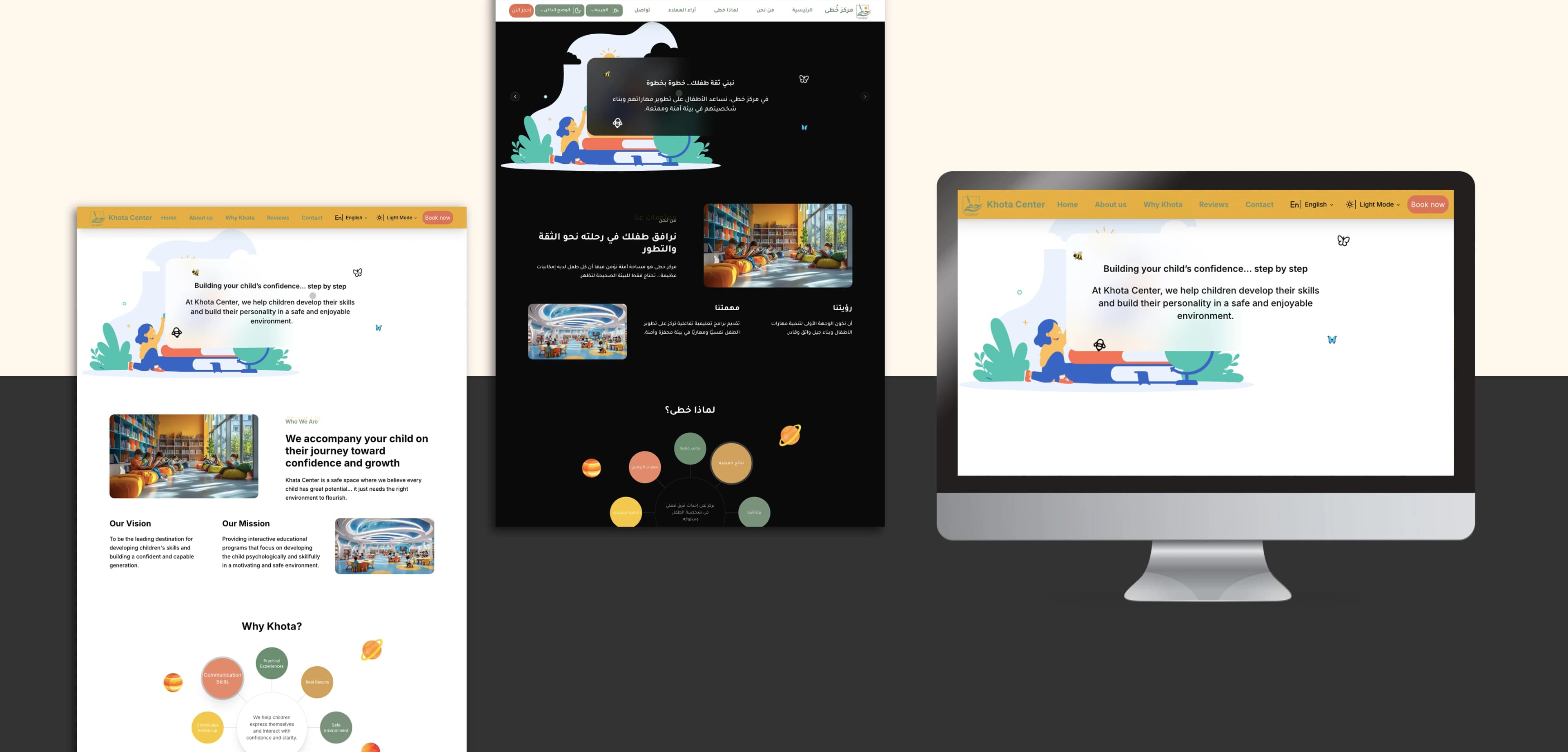 Khota Educational Center is a modern educational platform designed to provide an engaging and inspiring learning experience for children aged 3 to 12. The website was developed with a strong focus on user experience, visual storytelling, and parent trust, combining educational professionalism with a warm and child-friendly interface. The platform showcases the center’s courses, workshops, educational philosophy, achievements, and teaching staff through a fully responsive and visually appealing design. The project emphasizes clean UI/UX principles, modern web performance, accessibility, and SEO optimization to ensure smooth navigation across all devices. Special attention was given to creating an emotional connection with parents through thoughtful design elements, soft color palettes, and interactive sections that reflect the center’s mission of building confidence, creativity, and future skills for children.